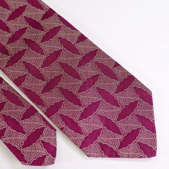 Valentino Cravatte Purple Tan Abstract Floral Woven Short Silk Tie Italy - Picture 1 of 7